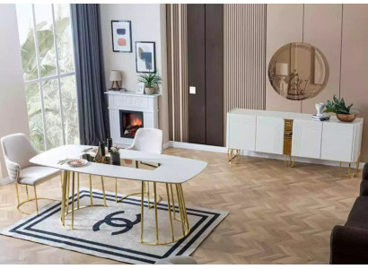Salle à manger Ensemble Table 6x Chaises Buffet Miroir 9 pièces. Groupe Suite